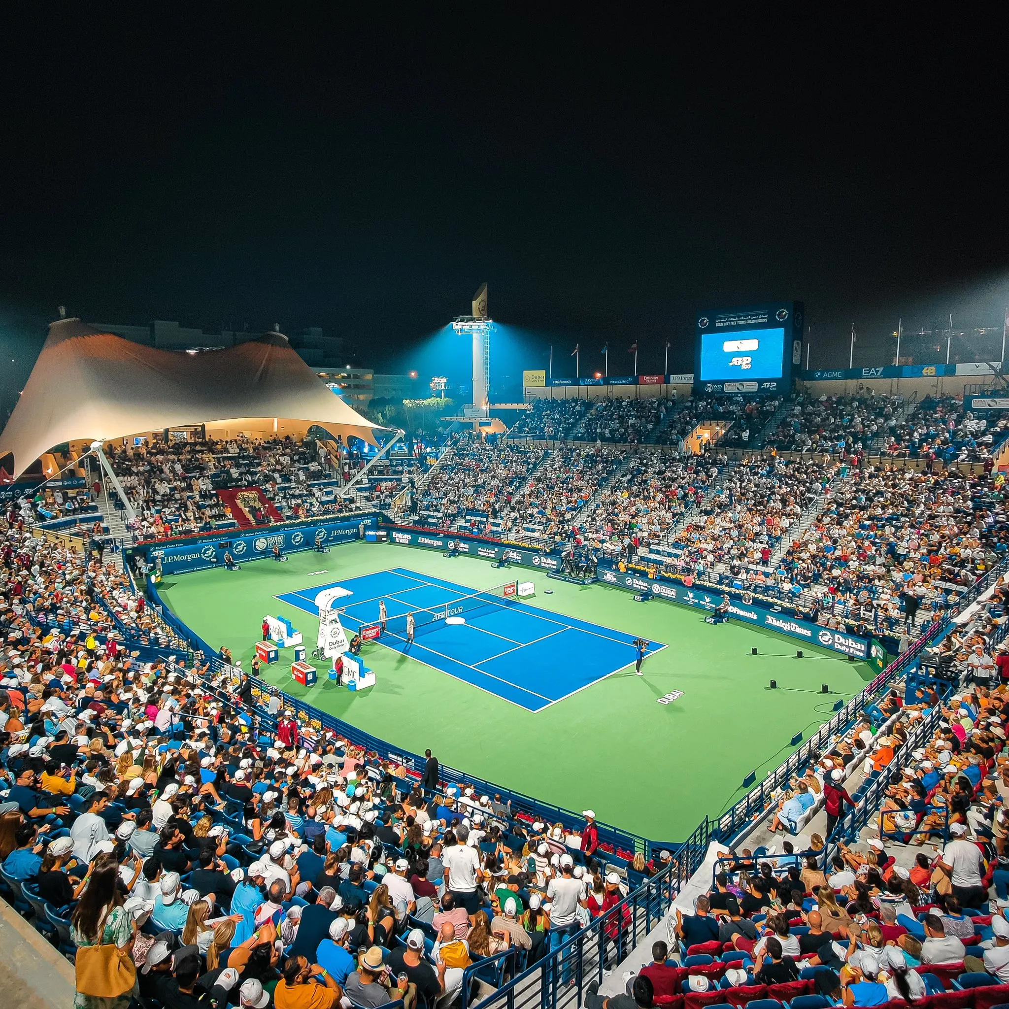 Aerial view of Dubai Duty Free Tennis Stadium Dubai Duty Free Tennis Stadium aerial view